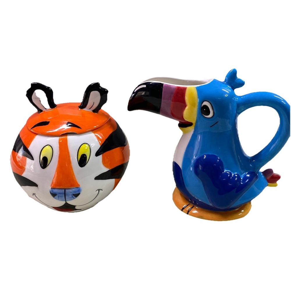 Kellogg's Breakfast Cereal Tony the Tiger&Toucan Sam Creamer &Sugar Bowl‎ Set
